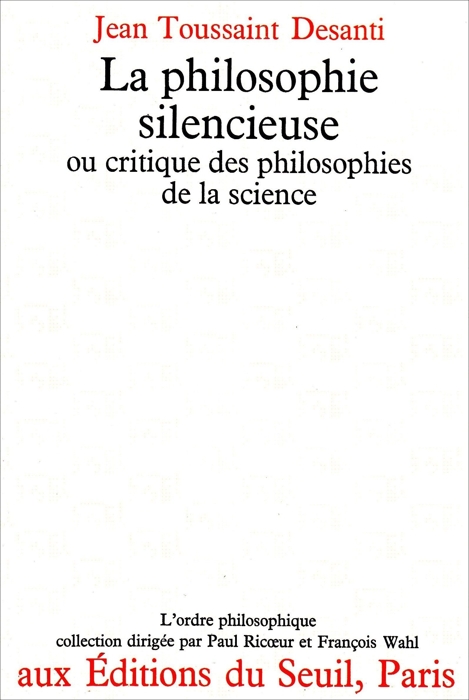 La Philosophie silencieuse
