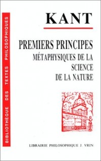 PREMIERS PRINCIPES METAPHYSIQUES DE LA SCIENCE DE LA NATURE