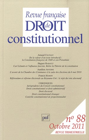Revue française de droit constitutionnel 2011 - N° 88