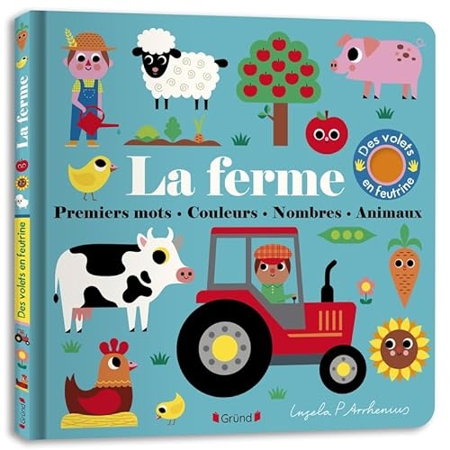 Mon imagier surprise - La ferme – Livre animé tout-carton avec des volets en feutrine et un miroir – Bébé dès 1 an