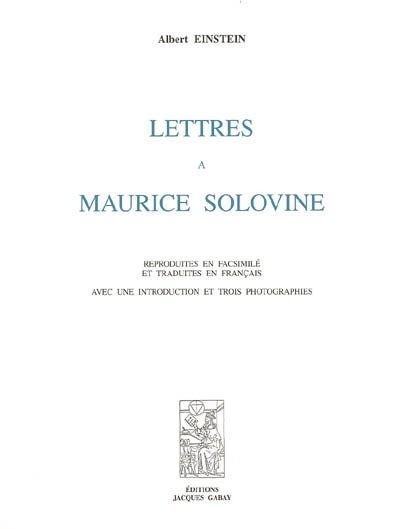 Lettres à Maurice Solovine
