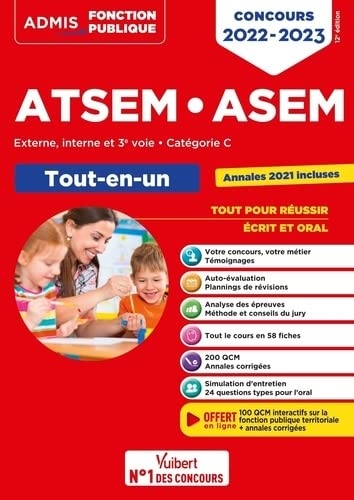 Concours ATSEM et ASEM - Catégorie C - Tout-en-un: Agent (territorial) spécialisé des écoles maternelles - Concours externe, interne, 3e voie - 2022-2023