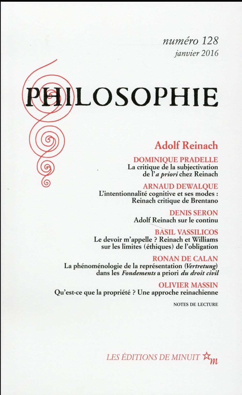 Philosophie, N° 128, janvier 2016 : Adolf Reinach