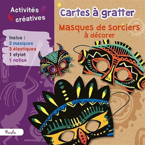 Cartes à gratter Masques de sorciers : Avec 3 masques, 3 élastiques, 1 stylet, 1 notice