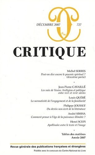Critique, N° 727, Décembre 200 :