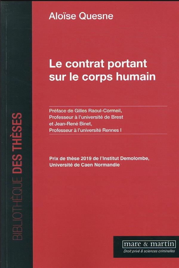 Le contrat portant sur le corps humain