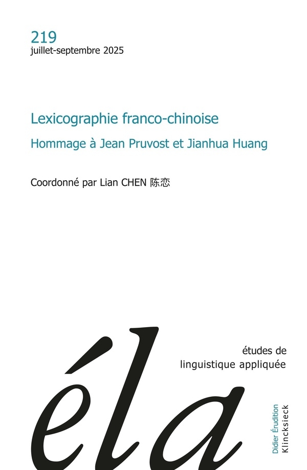 Études de linguistique appliquée - n°3-2025: Lexicographie franco-chinoise