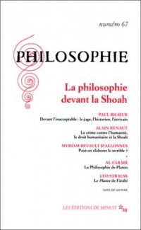 Philosophie N° 67 Septembre 2000 : La philosophie devant la Shoah