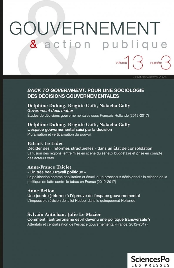 Gouvernement et action publique: Volume 13, N°3