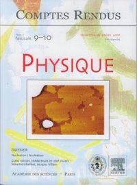 Comptes rendus Académie des sciences, Physique, tome 7, fasc 9-10, Nov-Déc 2006 : nucleation / nucléation