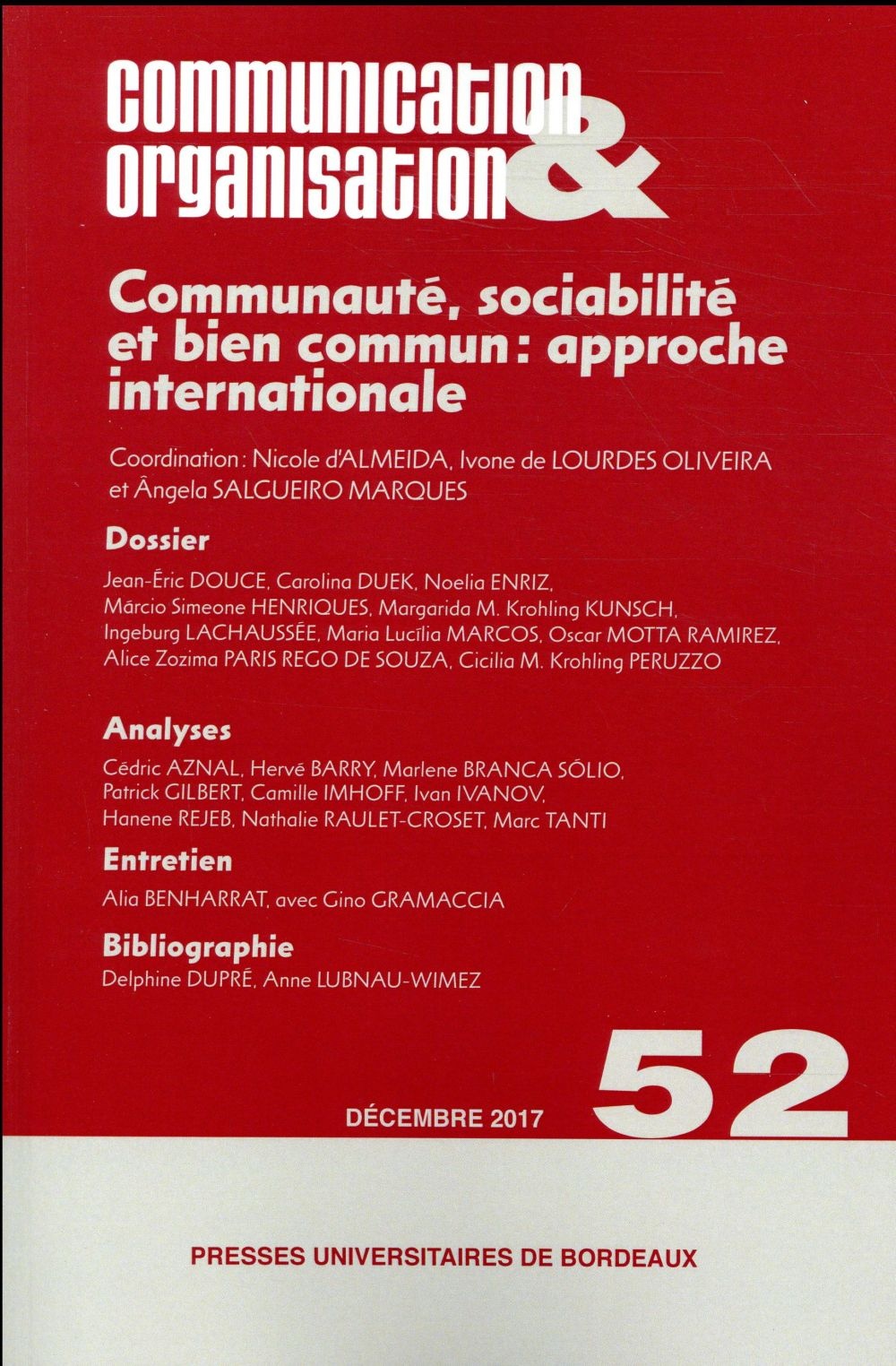 Communauté, sociabilité et bien commun : Approche internatioale