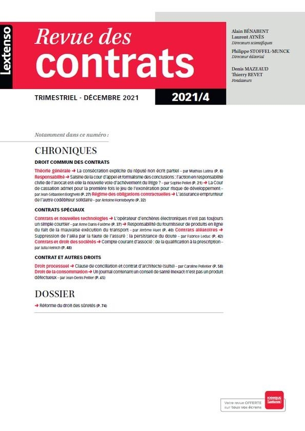 REVUE DES CONTRATS N 4-2021