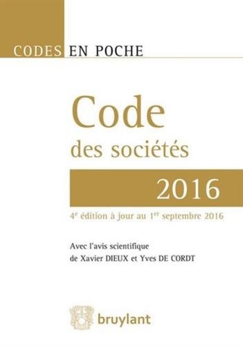Code en poche - Code des sociétés 2016: À jour au 1er septembre 2016