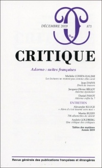 Critique 871 : Adorno : Enfin Lu ?