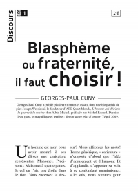 Discours n°1 - Blasphème ou fraternité, il faut choisir
