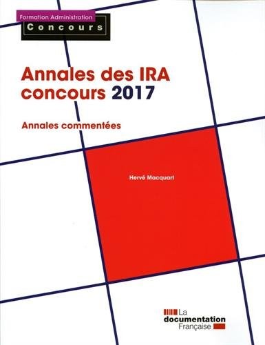Annales des IRA concours 2017 : Epreuves écrites
