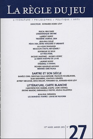 La Règle du jeu, N° 27, Janvier 2005 :