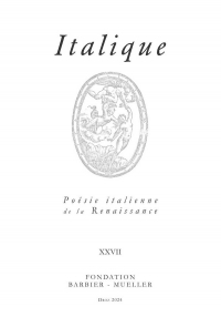 Italique: Poésie italienne de la Renaissance, volume XXVII (2024)