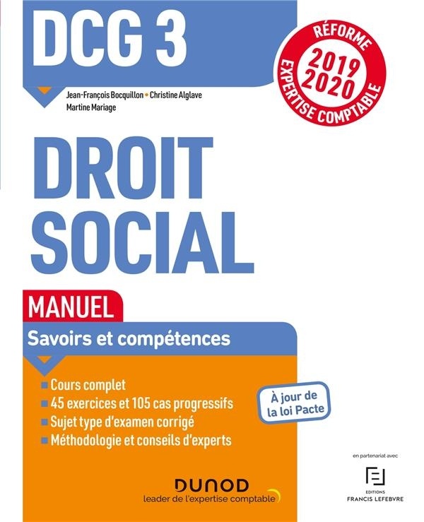 DCG 3 Droit social - Manuel - Réforme 2019-2020: Réforme Expertise comptable 2019-2020