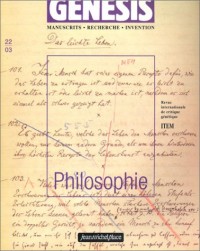 Genesis / Manuscrit - Recherche - Invention, numéro 22 : Philosophie