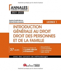 Introduction générale au droit et droit des personnes et de la famille - L1