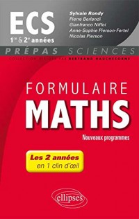 Formulaire Maths ECS 1re et 2e Années En 1 Clin d'Oeil Programme 2014