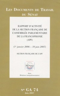 Rapport d'activité de la section française de l'Assemblée parlementaire de la Francophonie