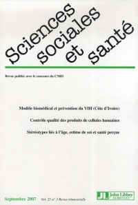 Revue Sciences Sociales et Sante Vol 25 N3 Septembre 2007