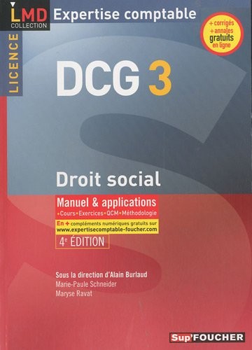 DCG 3 Droit social Manuel et applications 4e Edition