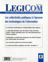Légicom N°47. Communication publique : questions de droit