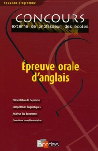 Epreuve orale d'Anglais Concours externe de professeur des écoles