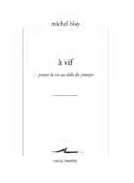 À vif: Penser la vie au-delà du concept