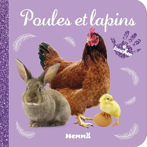 Bébé touche-à-tout - Poules et lapins - Livre matières bébé - Livre d'éveil - Imagier photo - matières à toucher - 12 mois