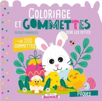 Mon P'tit Hemma - Coloriage et gommettes pour les petits - Pâques - Livre de gommettes repositionnables - coloriage - gommettes - 3 ans