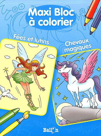 Double Bloc à colorier Fées et lutins / Chevaux magiques