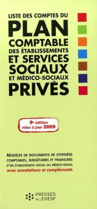 Liste des comptes du plan comptable des établissements et services sociaux et médico-sociaux privés