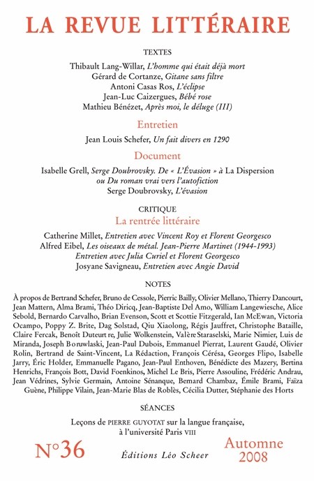 La Revue Littéraire N° 36 (Automne 2008)