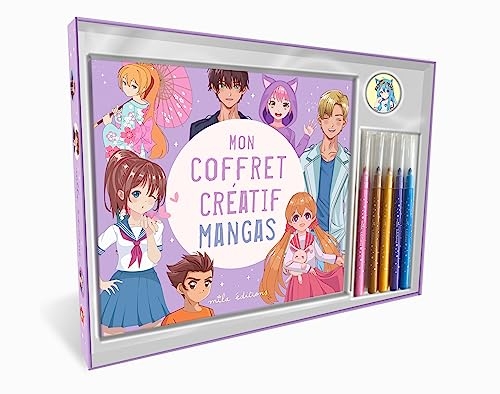 Mon coffret créatif - Mangas: Un livre de coloriage, 5 feutres et des stickers