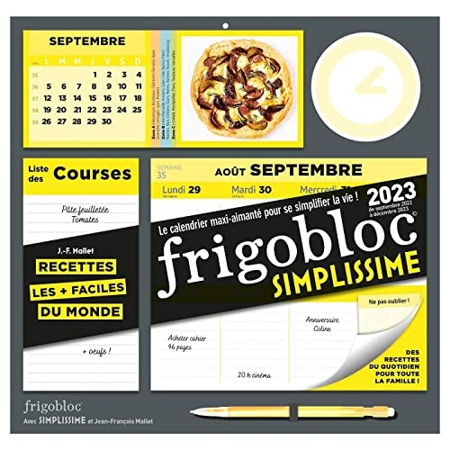 Frigobloc Hebdomadaire 2023 Simplissime (de sept. 2022 à déc. 2023): Calendrier d'organisation familiale