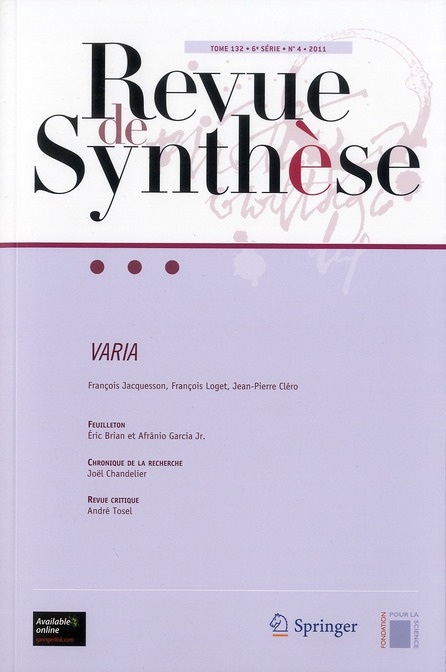 Varia: Tome 132. 6e série, N°4 - 2011