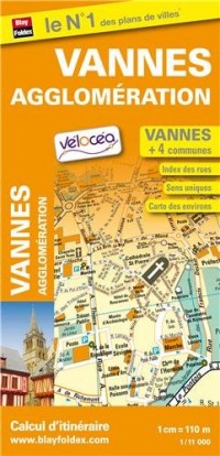 Plan de ville de Vannes et de son agglomération - Échelle 1/11 000, avec index - Localisation des stations Vélocéa