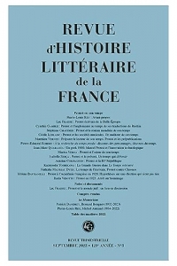 Revue d'histoire littéraire de la France (3 - 2023, 123e année, n° 3)