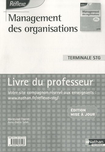 Management des organisations Tle STG : Livre du professeur
