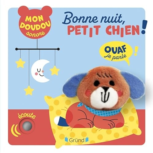 Bonne nuit, petit chien ! – Livre marionnette sonore avec une berceuse et une puce dans la marionnette – À partir de 1 an