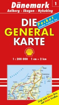 Generalkarte Dänemark 1. Aalborg, Skagen, Nykobing 1: 200 000.
