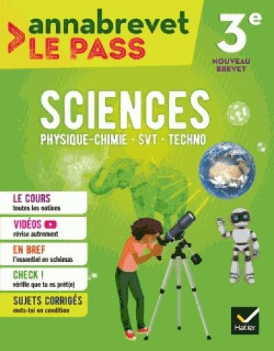 Sciences (SVT, physique-chimie, technologie) 3e brevet 2018