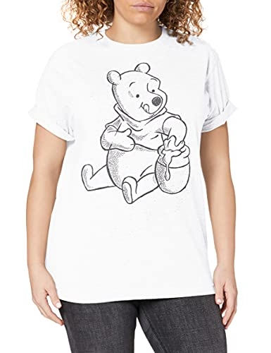 Disney Winnie The Pooh-Sketch T-Shirt, Blanc (White White), 42 (Taille Fabricant: Large) Femme