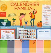 Le grand calendrier familial 2020-2021 : Avec 64 magnets pour les enfants, 1 bloc liste de courses, 1 bloc petites urgences, + de 600 stickers, 10 aimants, 2 trombones