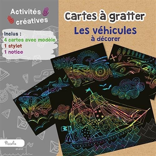 Cartes à gratter Les véhicules à décorer : Avec 4 cartes avec modèle, 1 stylet, 1 notice