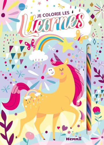 Les licornes - Je colorie les licornes - Coloriage avec crayon arc-en-ciel - Dès 4 ans